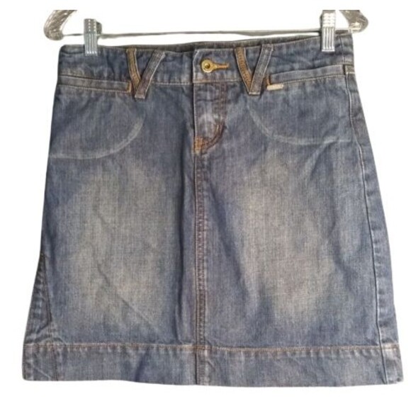 Billabong Y2K Denim Mini Skirt Juniors Size 3 Slit Hem Medium Wash - Picture 1 of 8